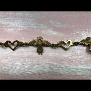 Brass Angel and Hearts Bracelet